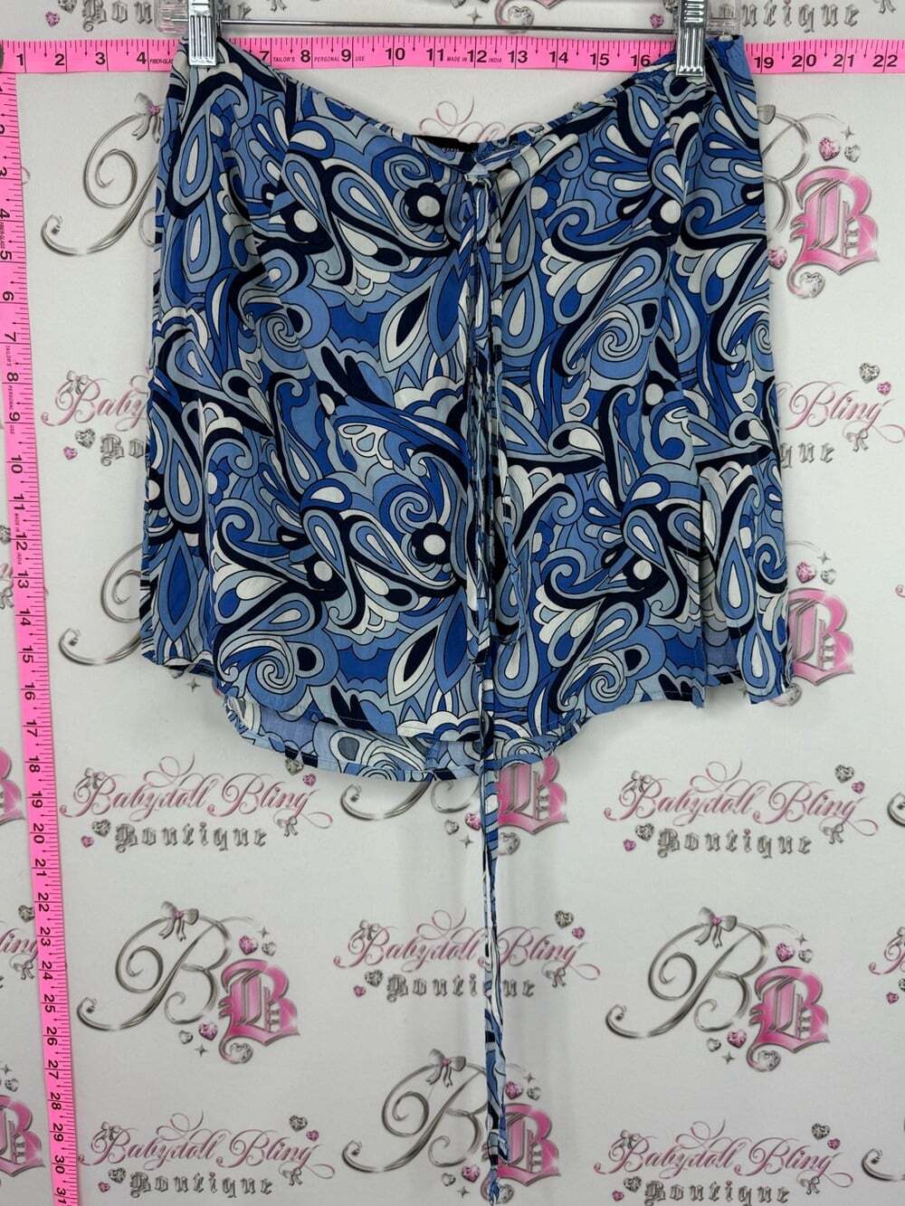 Streetwear Society mini skirt floral Blue Swirl Mini Skirt with Tie Front